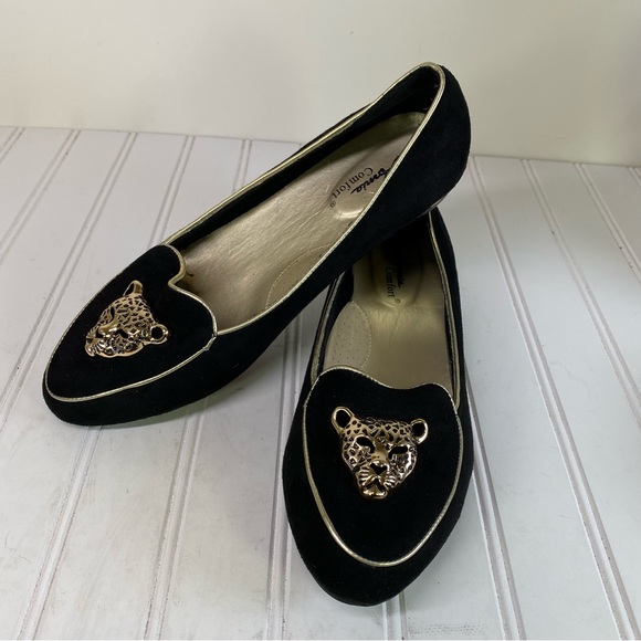 Annie Comfort Shoes - Annie Comfort leopard black loafer flats